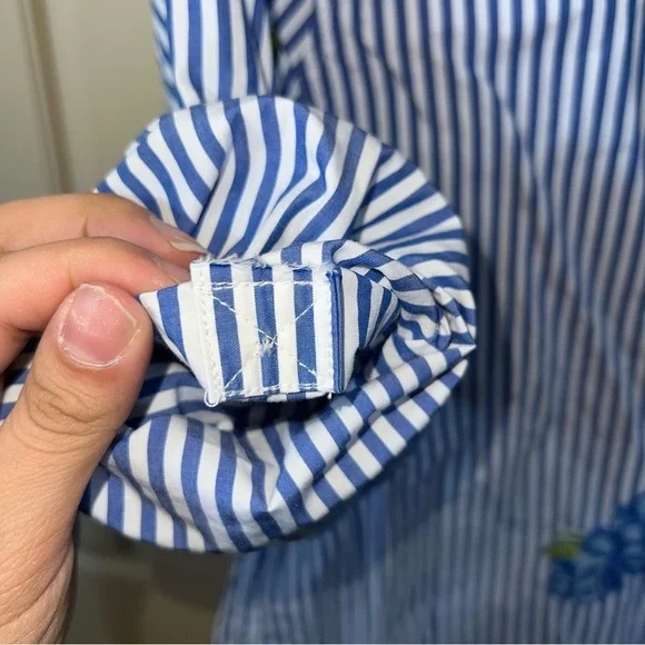 Calvin Klein Floral Embroidered Striped Long Sleeve Button Down Shirt Size Small - Picture 13 of 15